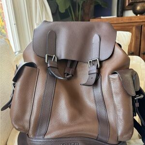 Coach Dark Brown Leather Men's Backpack